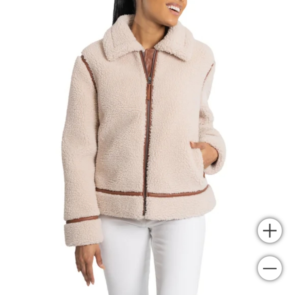 Bearpaw Ladies' Moto Shearling Teddy Coat Warm Winter XXL NEW